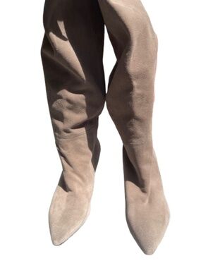 Jeffrey Campbell tan Senita Thigh High Over-The-Knee Boots sued Anthropology 7
